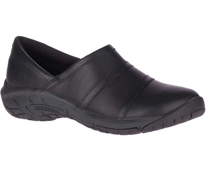 Buty Merrell Encore Moc 4 Leather Wide Width - Slip Ons Damskie Merrell - Czarne [SURMW-4970]